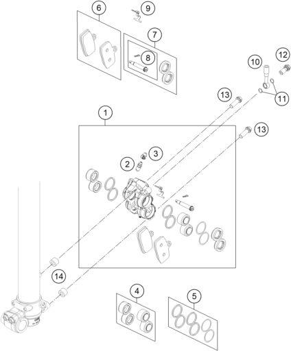 Sprängskiss: Front Brake Caliper – KTM FREERIDE 350 2015