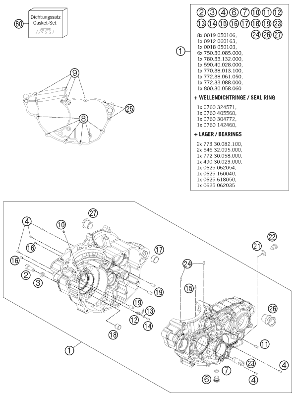 Sprängskiss: Engine Case – KTM FREERIDE 350 2013