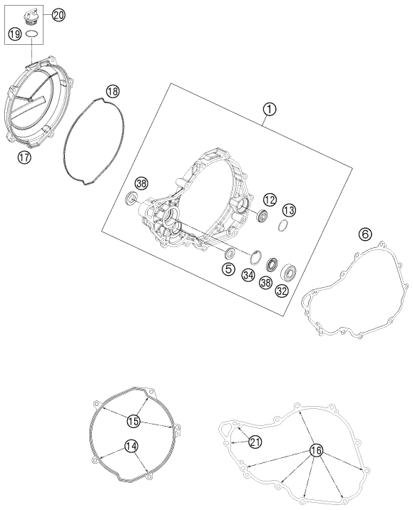 Sprängskiss: Clutch Cover – KTM FREERIDE 350 2013