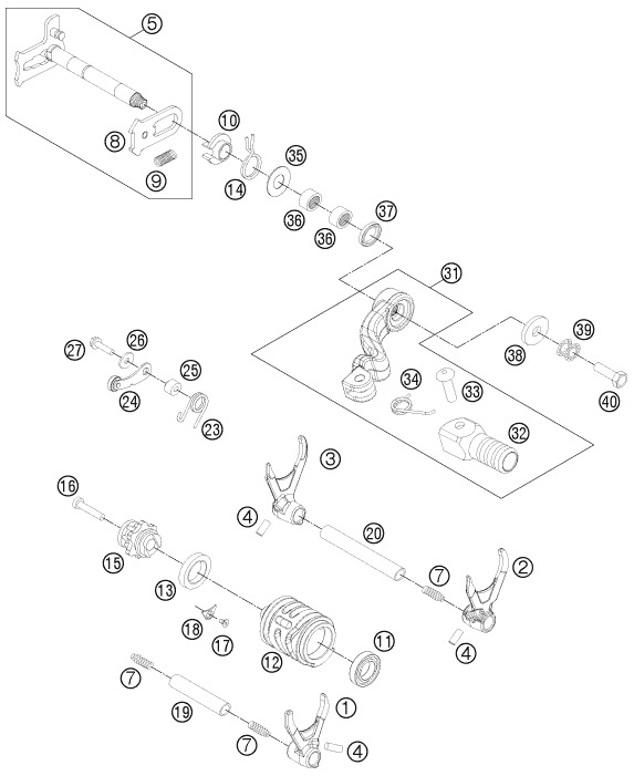Sprängskiss: Shifting Mechanism – KTM FREERIDE 350 2013