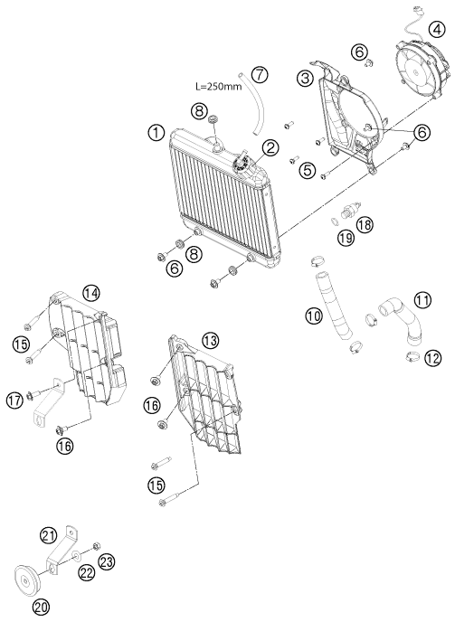 Sprängskiss: Cooling System – KTM FREERIDE 350 2013