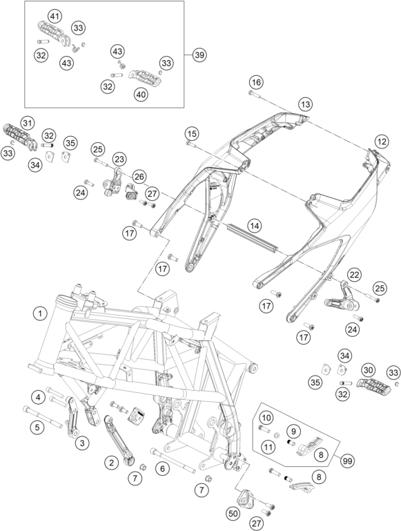Sprängskiss: Frame – KTM 690 DUKE WHITE ABS 2015