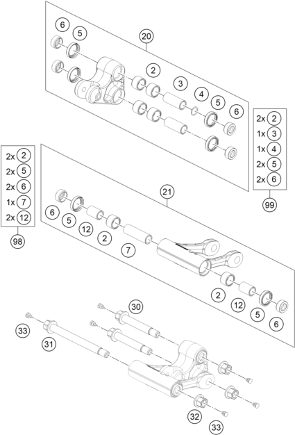 Sprängskiss: Pro Lever Linking – KTM 690 DUKE BLACK 2012