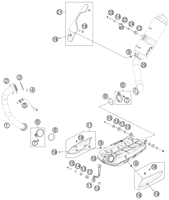 Sprängskiss: Exhaust System – KTM 690 DUKE BLACK 2012