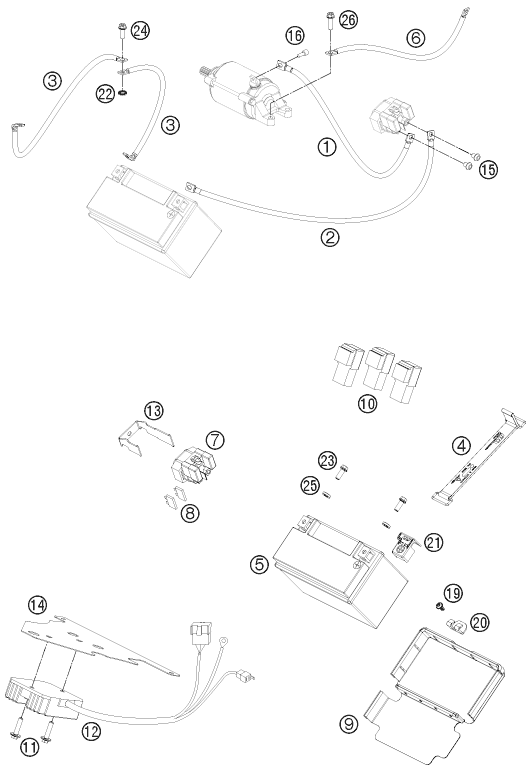 Sprängskiss: Battery – KTM 690 DUKE BLACK 2012