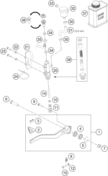 Sprängskiss: Rear Brake Control – KTM 690 DUKE WHITE ABS 2015