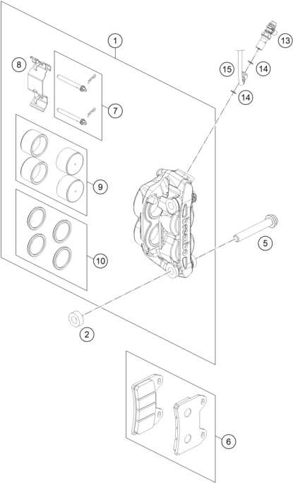 Sprängskiss: Front Brake Caliper – KTM 690 DUKE BLACK 2012