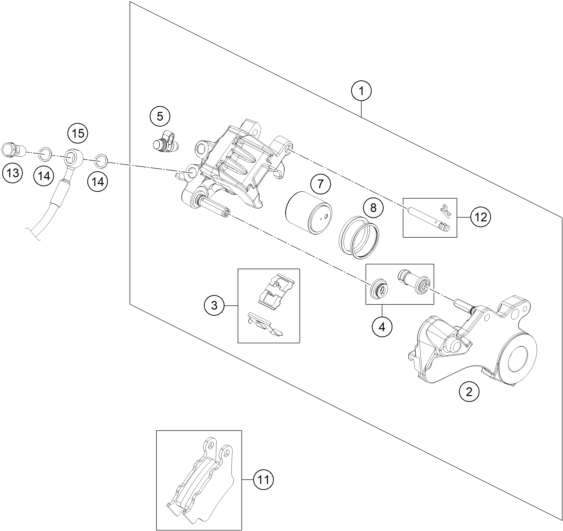 Sprängskiss: Rear Brake Caliper – KTM 690 DUKE WHITE ABS 2015