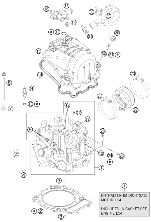 Sprängskiss: Cylinder Head – KTM 690 DUKE WHITE CKD 2012