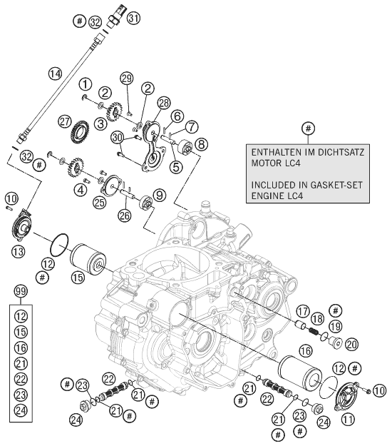 Sprängskiss: Lubricating System – KTM 690 DUKE WHITE ABS 2015