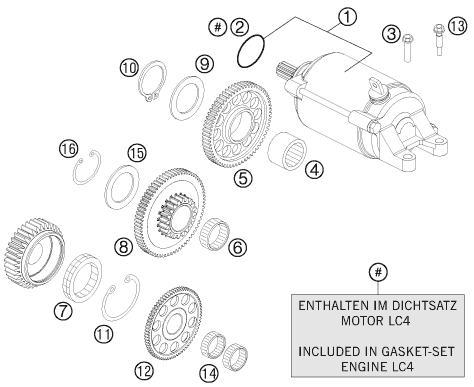 Sprängskiss: Electric Starter – KTM 690 DUKE WHITE ABS 2015