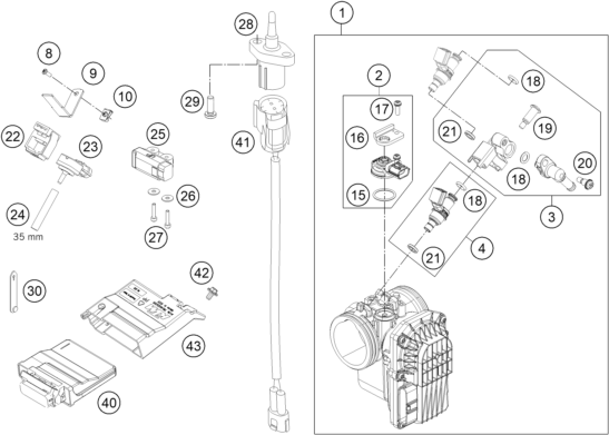 Sprängskiss: Throttle Body – KTM 690 DUKE WHITE ABS 2015