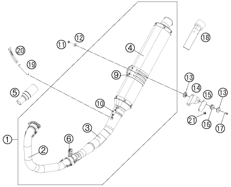 Sprängskiss: Exhaust System – KTM 450 RALLY FACTORY REPLICA 2013