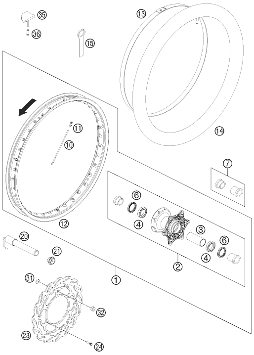 Sprängskiss: Front Wheel – KTM 450 RALLY FACTORY REPLICA 2013