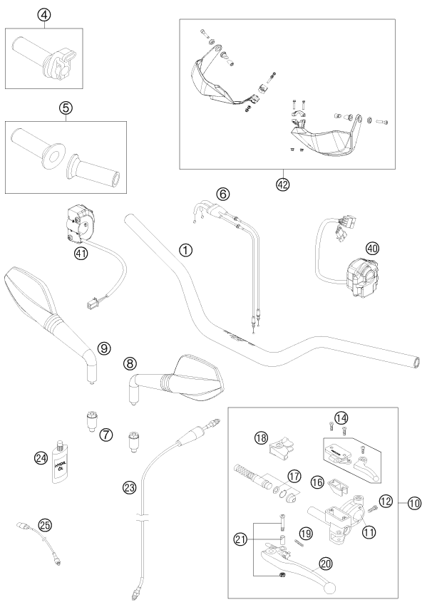 Sprängskiss: Handlebar, Controls – KTM 690 SMC R 2012