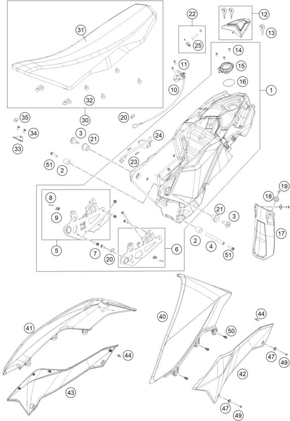 Sprängskiss: Tank, Seat – KTM 690 ENDURO R 2013