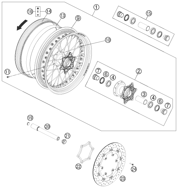 Sprängskiss: Front Wheel – KTM 690 SMC R 2012