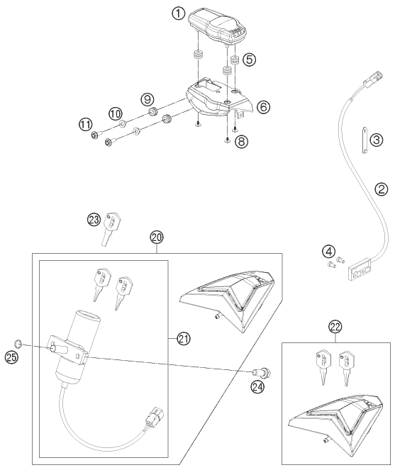 Sprängskiss: Instruments / Lock System – KTM 690 ENDURO R 2013