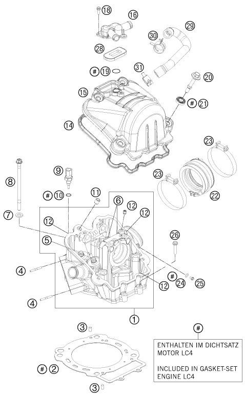 Sprängskiss: Cylinder Head – KTM 690 ENDURO R 2013
