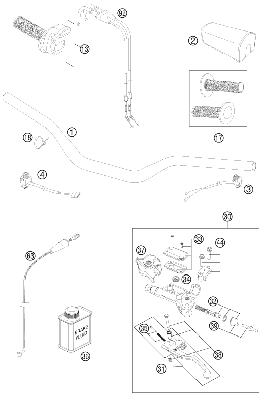 Sprängskiss: Handlebar, Controls – KTM 250 SX-F 2012