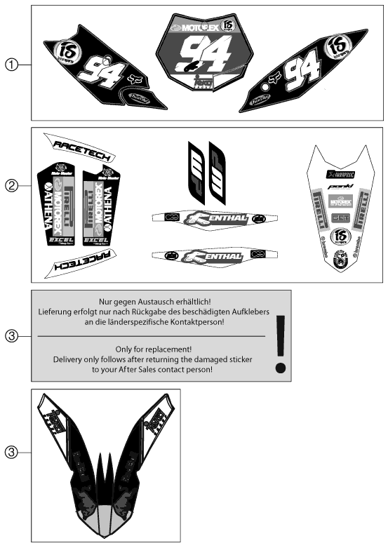 Sprängskiss: Decal – KTM 250 SX-F ROCZEN REPLICA 12