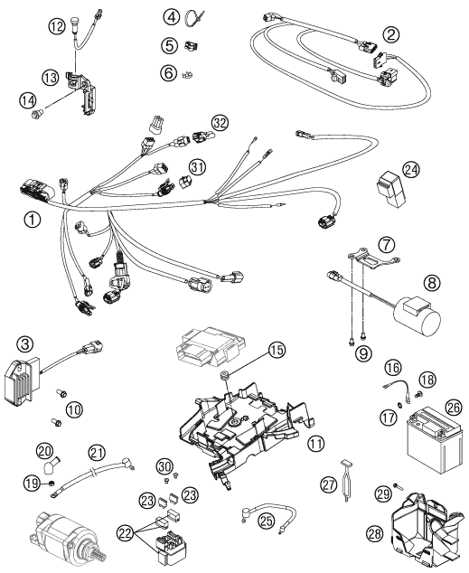 Sprängskiss: Wiring Harness – KTM 250 SX-F 2012