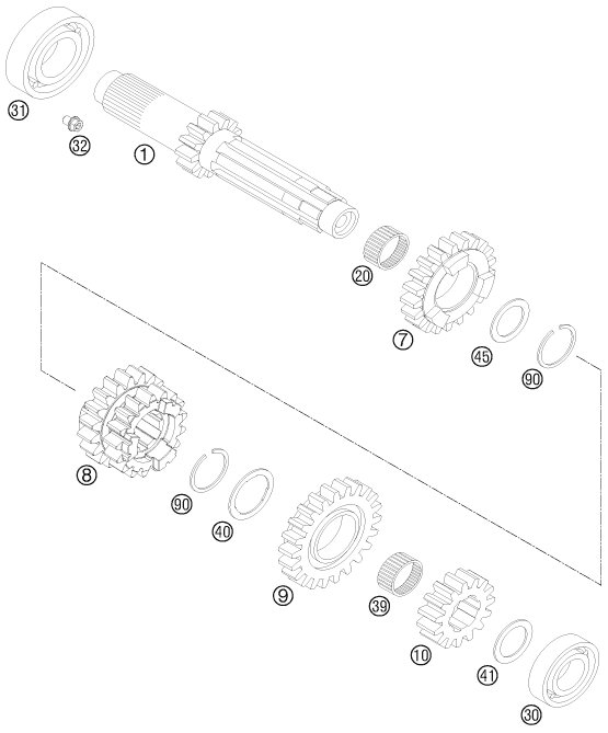 Sprängskiss: Transmission I - Main Shaft – KTM 250 SX-F 2012
