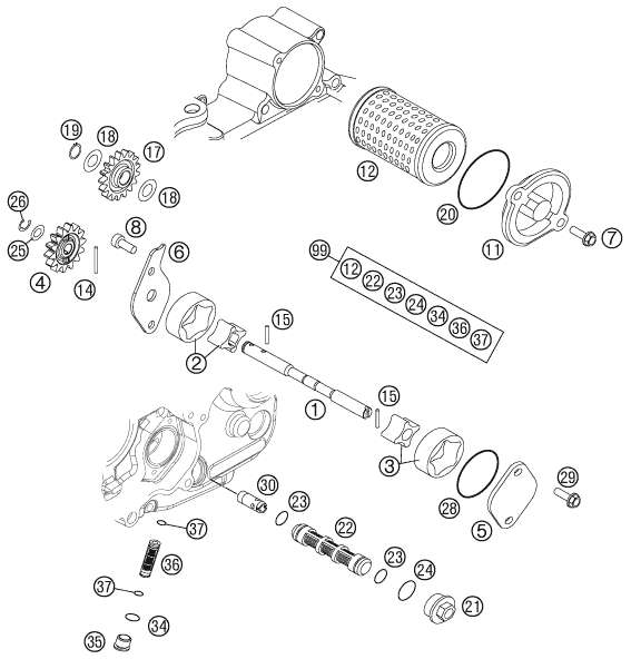 Sprängskiss: Lubricating System – KTM 250 SX-F 2012