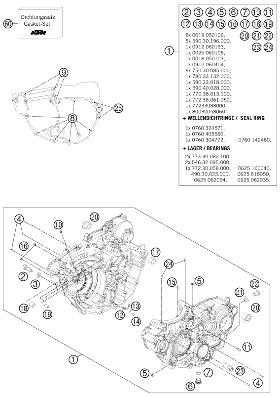Sprängskiss: Engine Case – KTM 350 EXC-F 2012