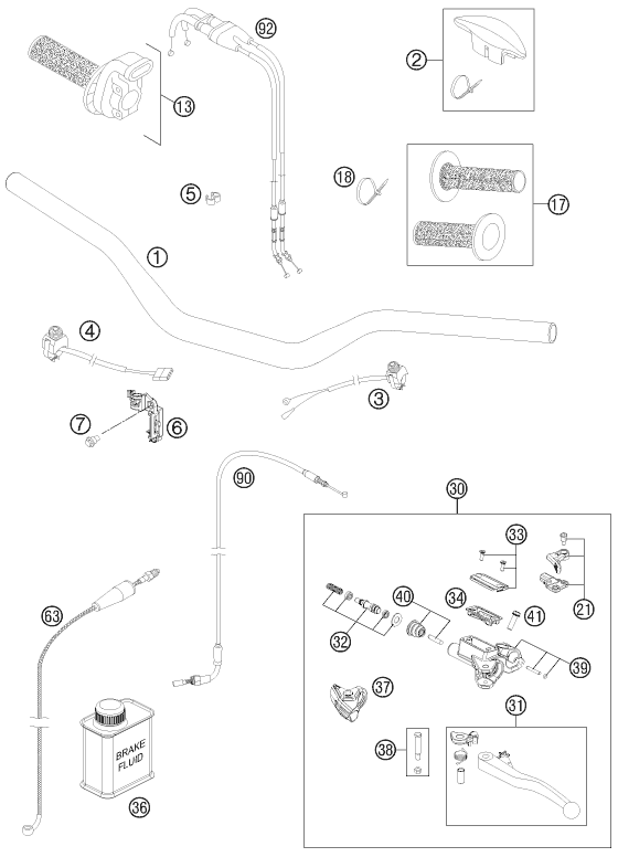 Sprängskiss: Handlebar, Controls – KTM 450 SX-F 2012