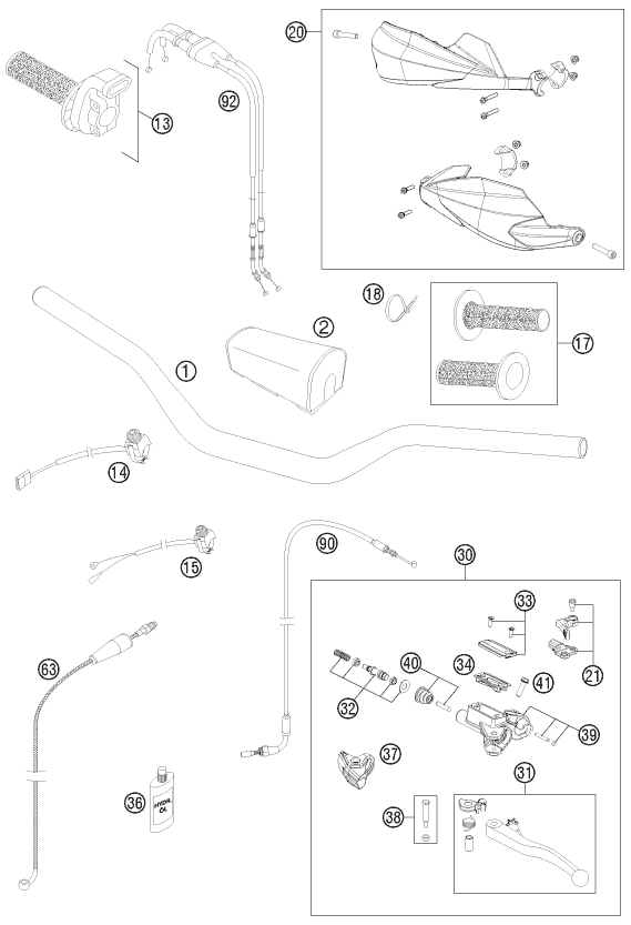 Sprängskiss: Handlebar, Controls – KTM 450 SMR 2012