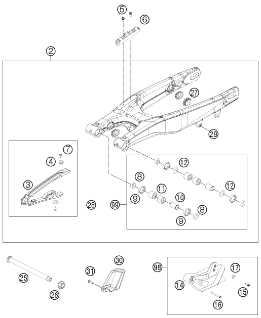 Sprängskiss: Swing Arm – KTM 450 SMR 2012