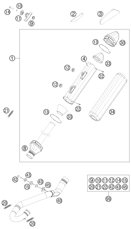 Sprängskiss: Exhaust System – KTM 450 SMR 2012