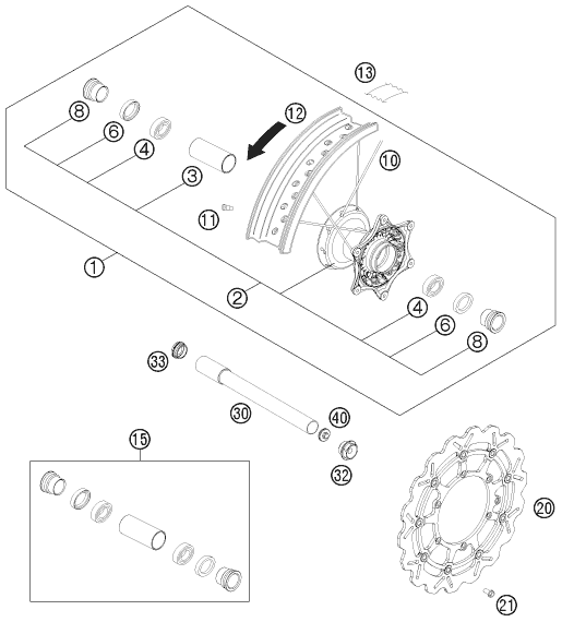 Sprängskiss: Front Wheel – KTM 450 SMR 2012