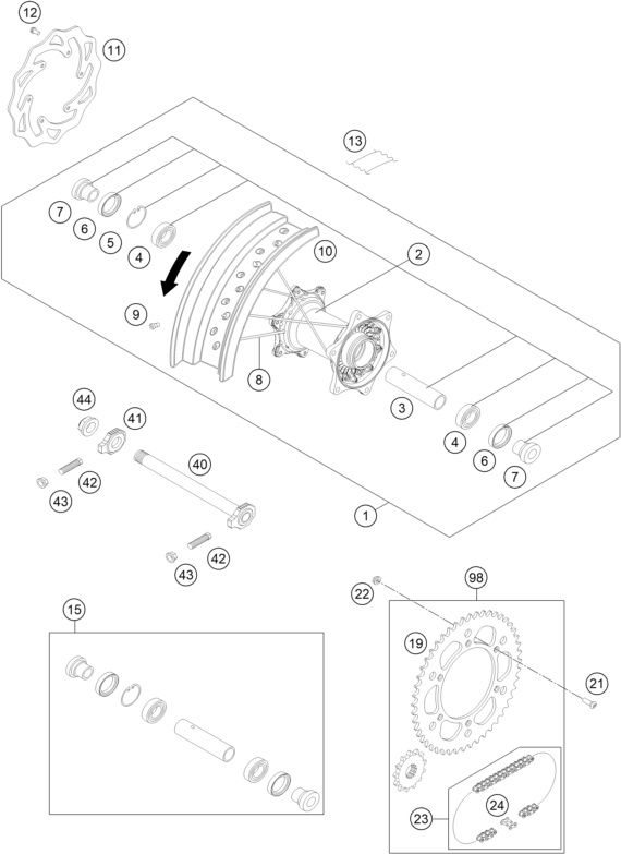 Sprängskiss: Rear Wheel – KTM 450 SMR 2012
