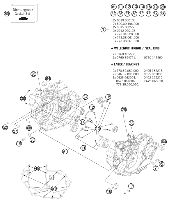 Sprängskiss: Engine Case – KTM 450 SX-F 2012