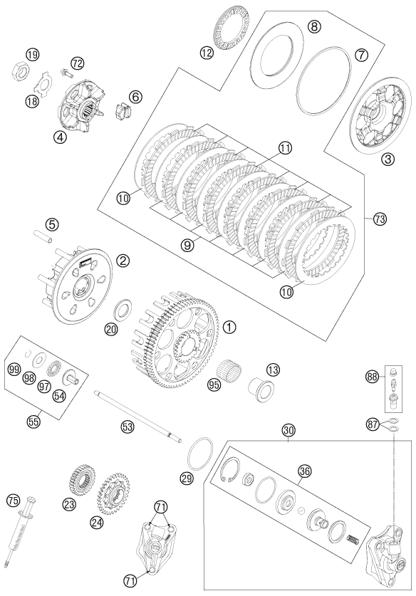 Sprängskiss: Clutch – KTM 450 SX-F 2012