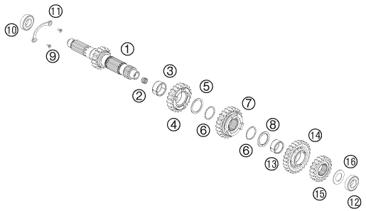 Sprängskiss: Transmission I - Main Shaft – KTM 450 SX-F 2012