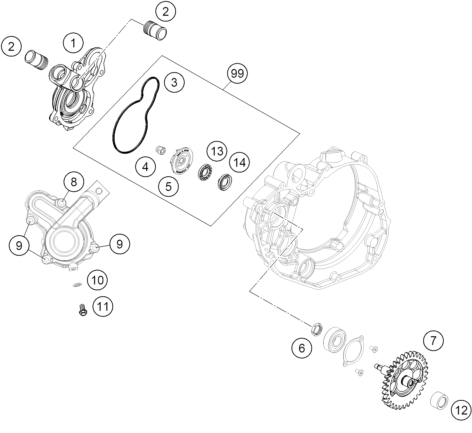 Sprängskiss: Water Pump – KTM 450 SMR 2012