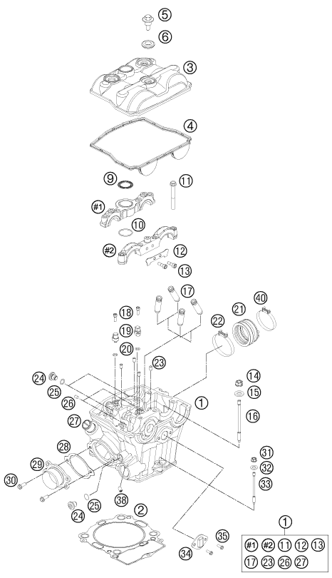 Sprängskiss: Cylinder Head – KTM 450 SX-F 2012