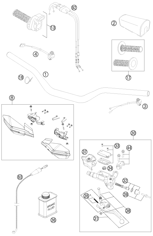 Sprängskiss: Handlebar, Controls – KTM 350 XC-F 2012