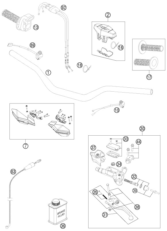 Sprängskiss: Handlebar, Controls – KTM 350 XCF-W 2012