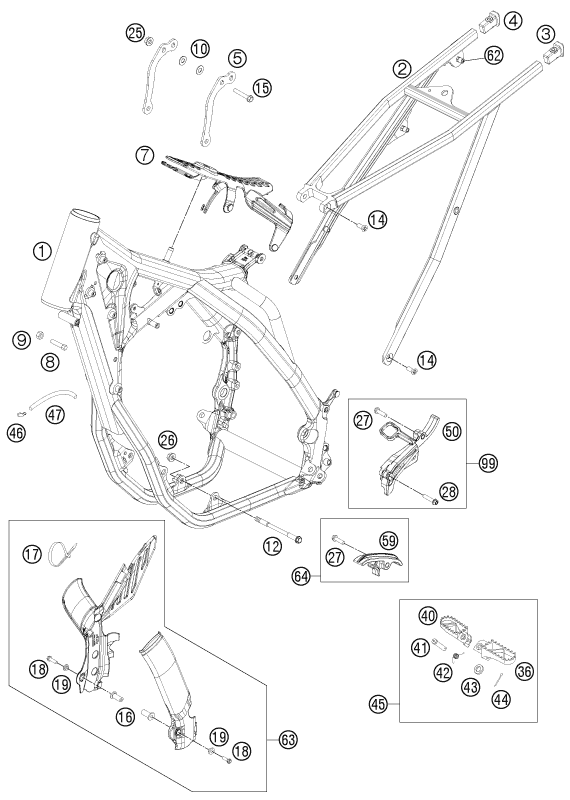 Sprängskiss: Frame – KTM 250 XCF-W 2012