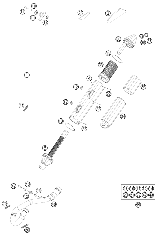 Sprängskiss: Exhaust System – KTM 250 XCF-W 2012