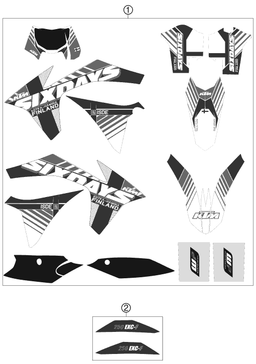 Sprängskiss: Decal – KTM 250 EXC-F SIX DAYS 2012