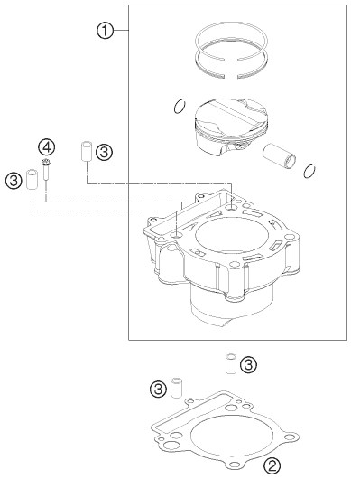 Sprängskiss: Cylinder – KTM 250 XC-F 2012