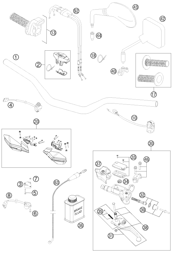 Sprängskiss: Handlebar, Controls – KTM 350 EXC-F 2012