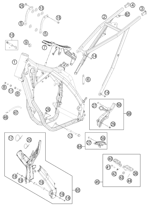 Sprängskiss: Frame – KTM 350 EXC-F 2012