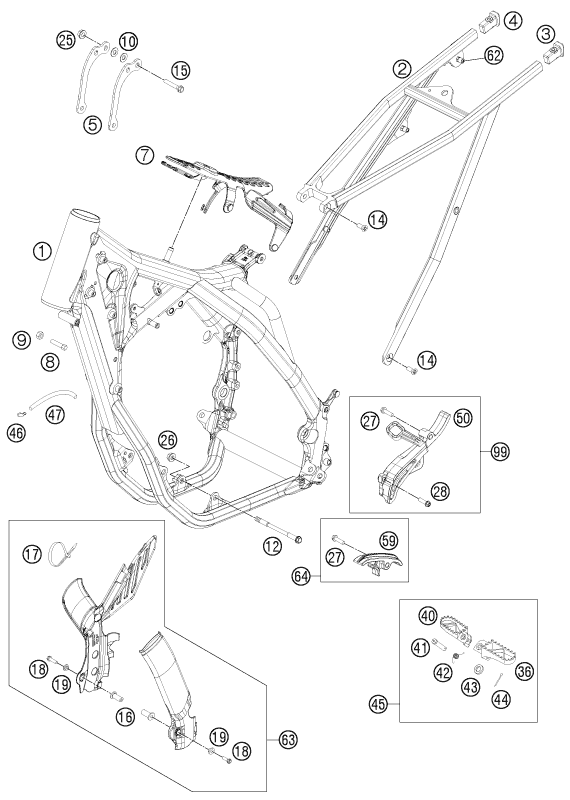 Sprängskiss: Frame – KTM 350 XCF-W 2012