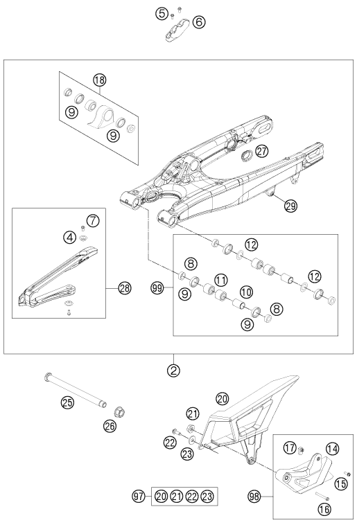 Sprängskiss: Swing Arm – KTM 350 EXC-F 2012